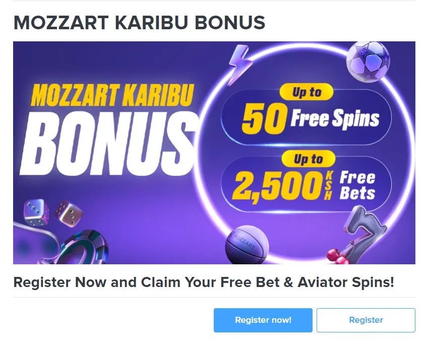 MozzartBet Kenya Welcome Bonus Screenshot
